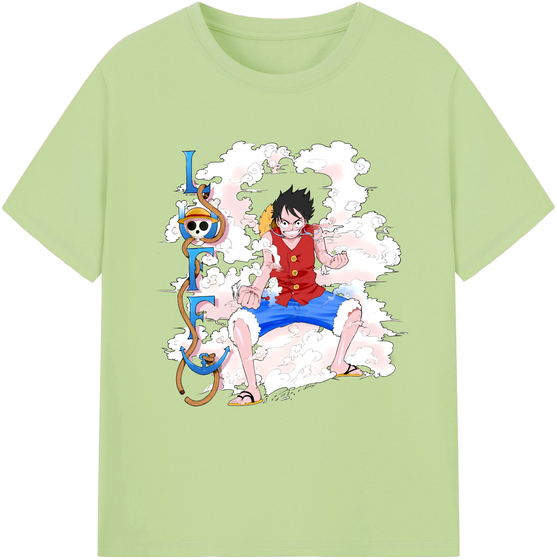 ワンピース モンキー・D・ルフィ ONE PIECE Monkey D. Luffy 綿100％半袖Tシャツ（フロントプリント）